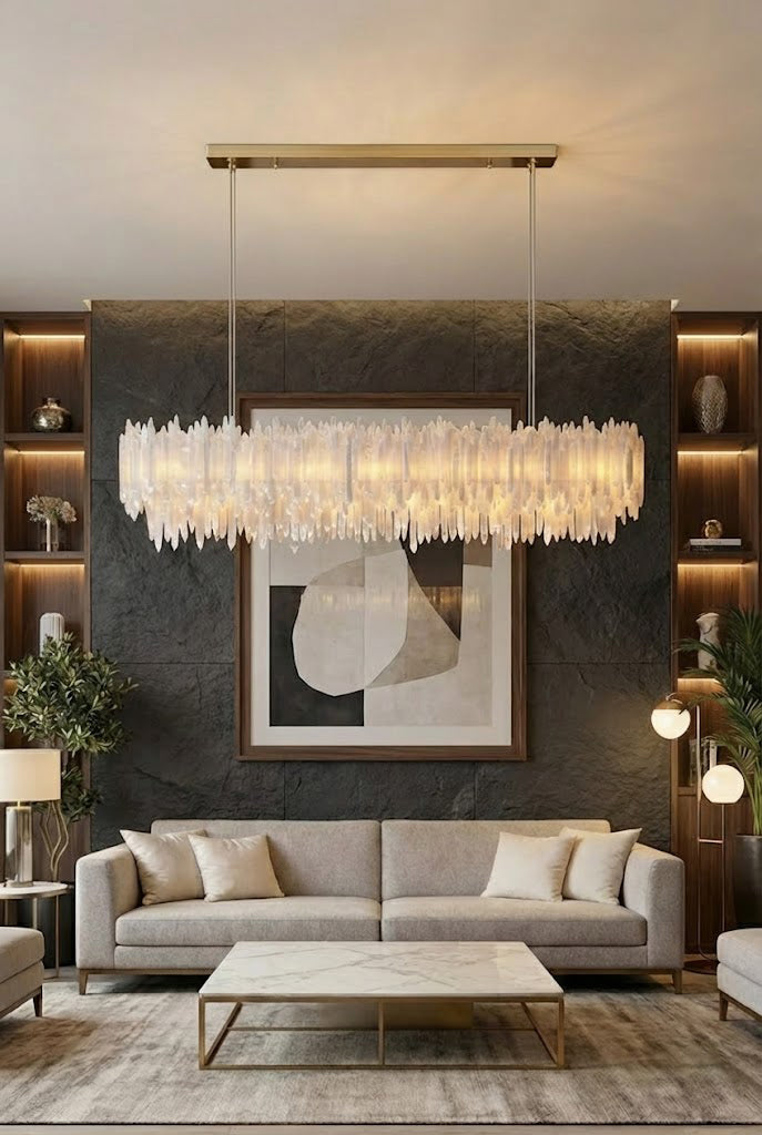 Selenite Layer Rectangular Chandelier - view 5 | everlamps