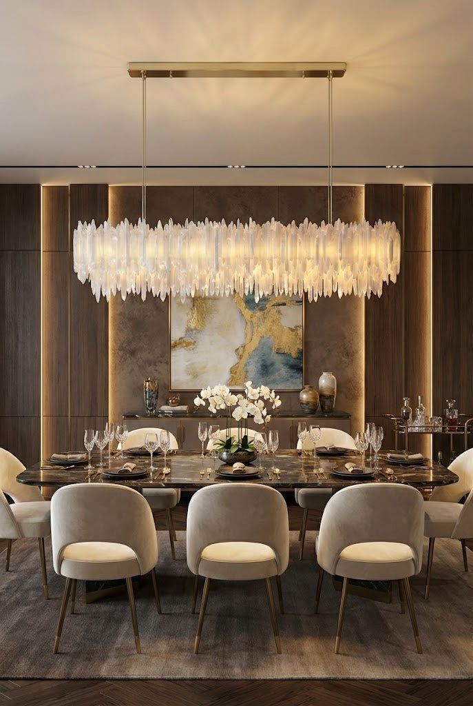 Selenite Layer Rectangular Chandelier - view 4 | everlamps