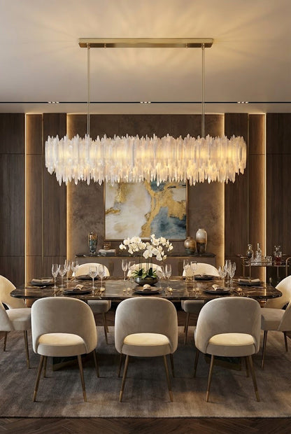 Selenite Layer Rectangular Chandelier - view 4 | everlamps