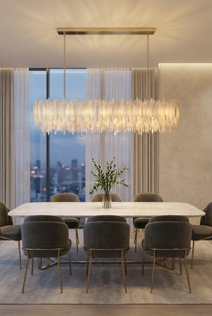 Selenite Layer Rectangular Chandelier - view 8 | everlamps