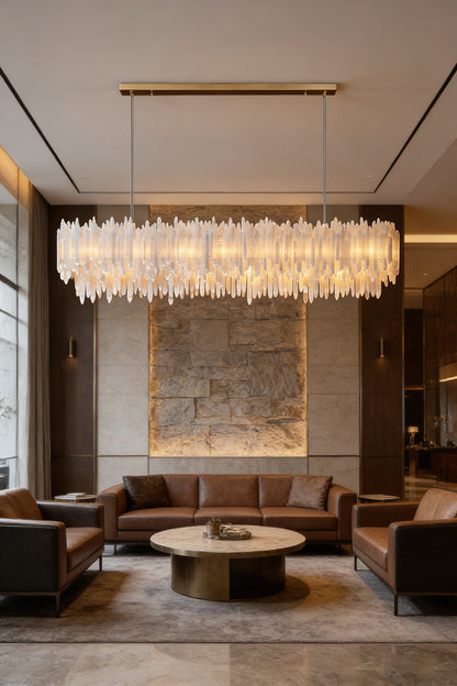 Selenite Layer Rectangular Chandelier - view 2 | everlamps