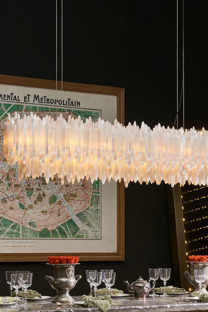 Selenite Layer Rectangular Chandelier - view 10 | everlamps