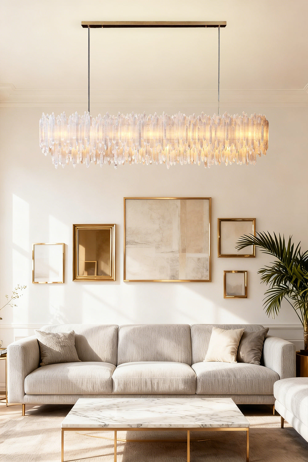 Selenite Layer Rectangular Chandelier - view 6 | everlamps