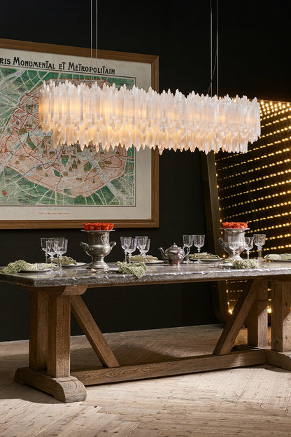 Selenite Layer Rectangular Chandelier - view 9 | everlamps