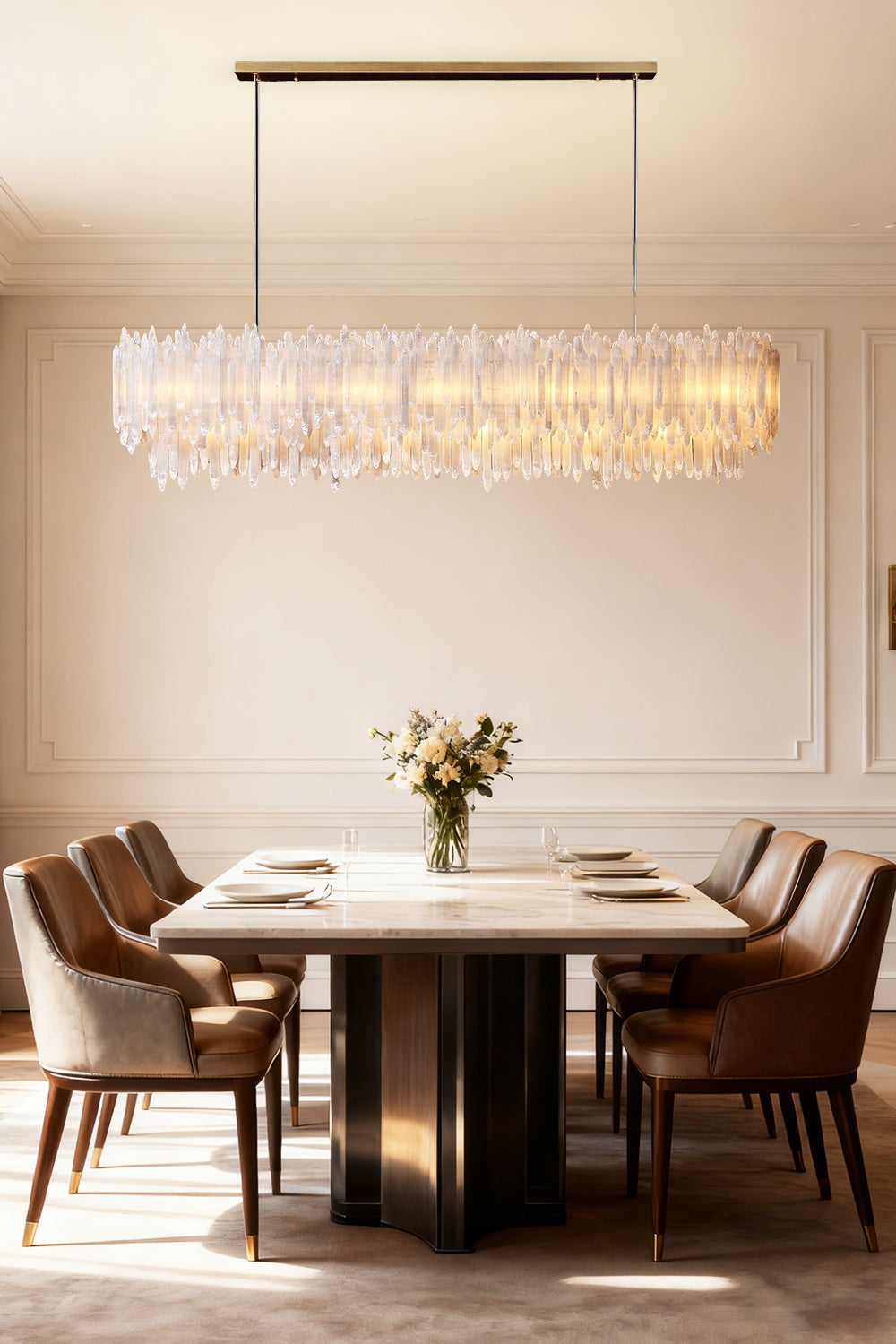 Selenite Layer Rectangular Chandelier - view 7 | everlamps