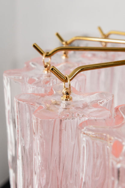 Seraphine Starburst Glass Tube Ceiling Light | Pink Glass and Brass | Macro close-up of the brass branches holding the pink glass tubes | vexa lamps