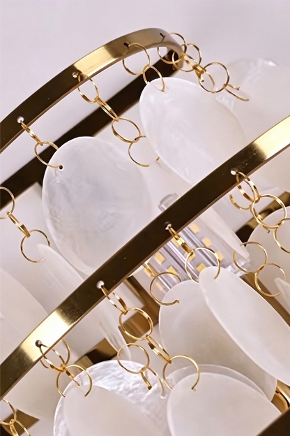 Tiered metal structure of shell wall light | Iron | Top-down detail of the gold-finish iron frame | vexa lamps