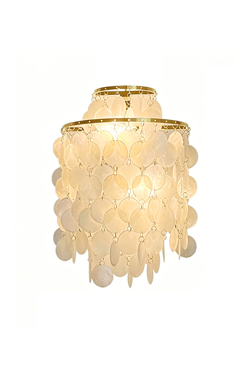Warm glow cascading shell wall lamp | Shell | Iron | Alternative front view isolated on white background | vexa lamps
