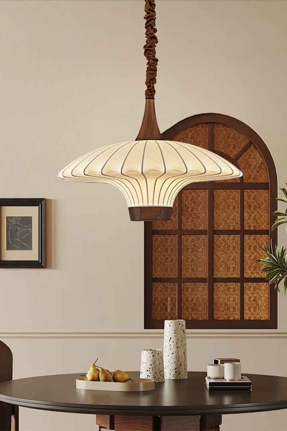 Silk Solid Wood Pendant Lamp - view 2 | everlamps