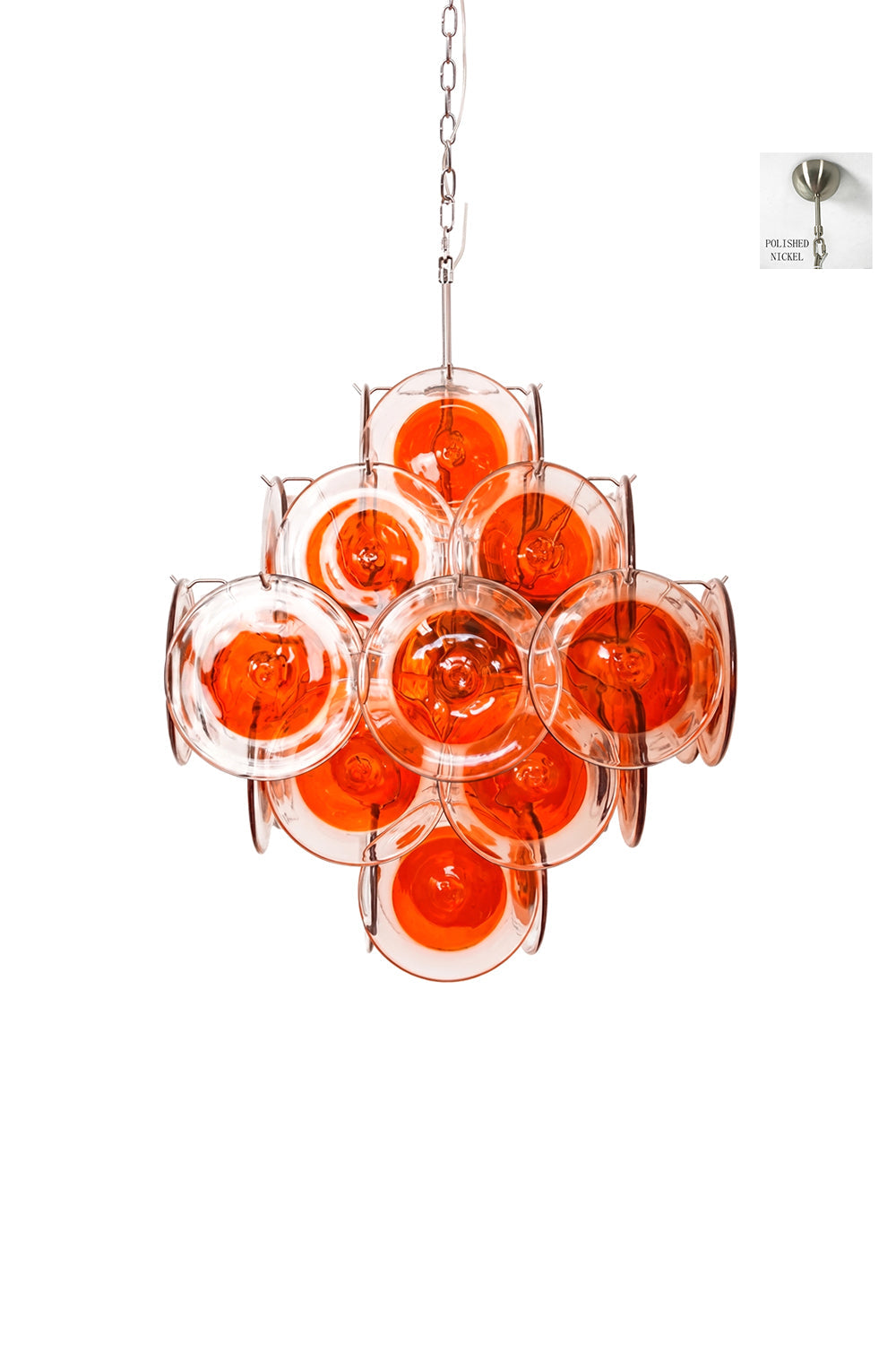 Alternative view of Solari Amber Glass Chandelier | Metal, Glass | Full product shot on white background | vexa lamps