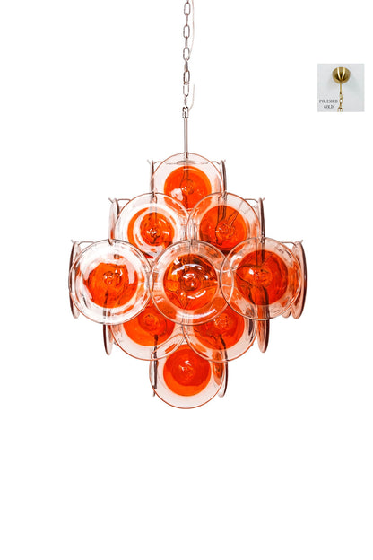 Solari Amber Glass Chandelier with chrome hardware | Metal, Glass | Full chandelier shot on a clean white background | vexa lamps