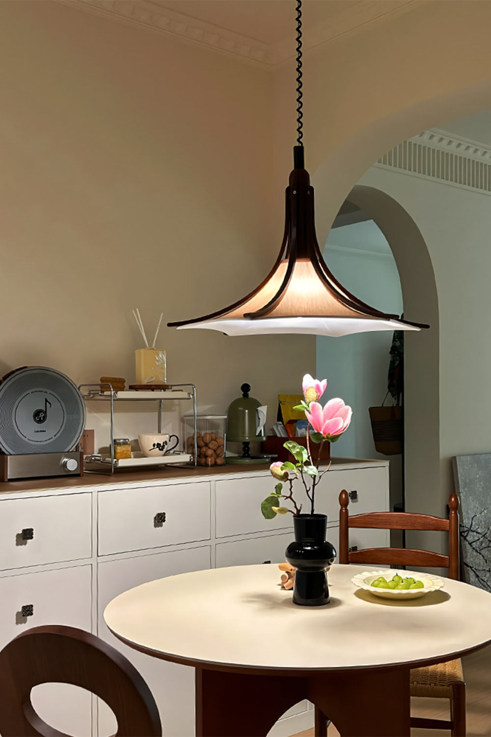 Solid Wood Vintage Trumpet Pendant Lamp - view 3 | everlamps