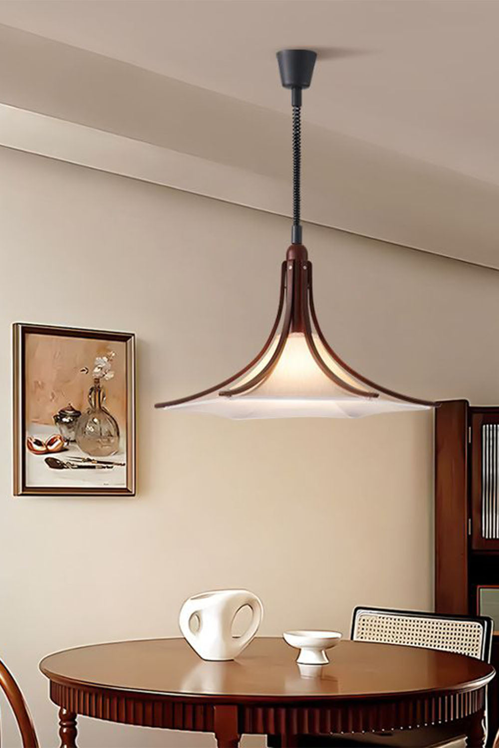 Solid Wood Vintage Trumpet Pendant Lamp - view 4 | everlamps