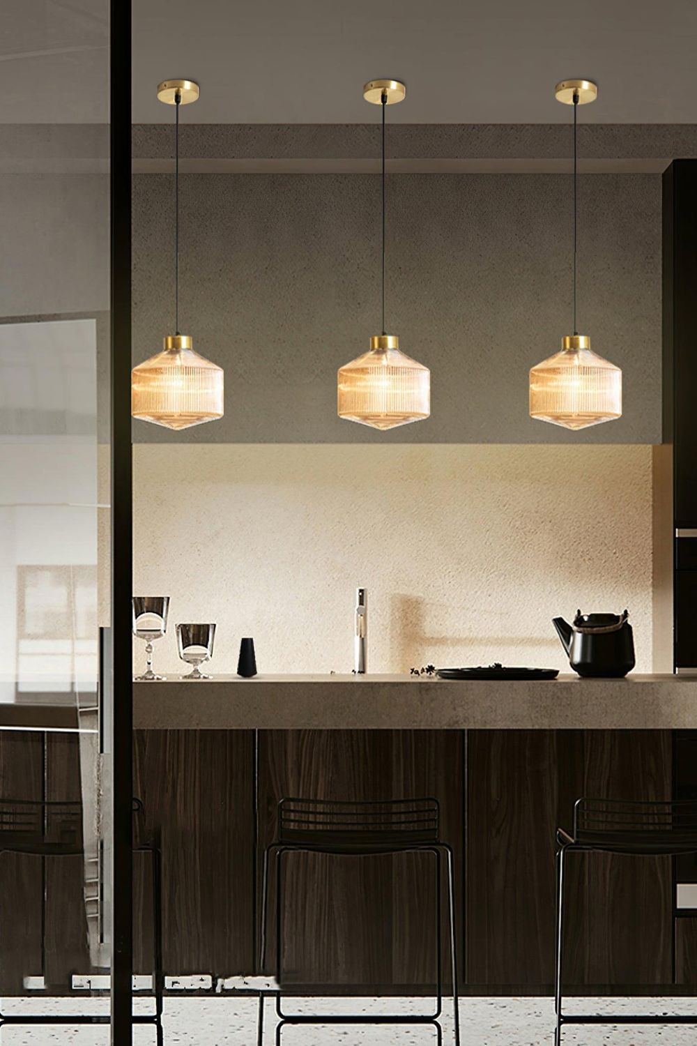 Spiral Faceted Glass Pendant Light - view 4 | everlamps