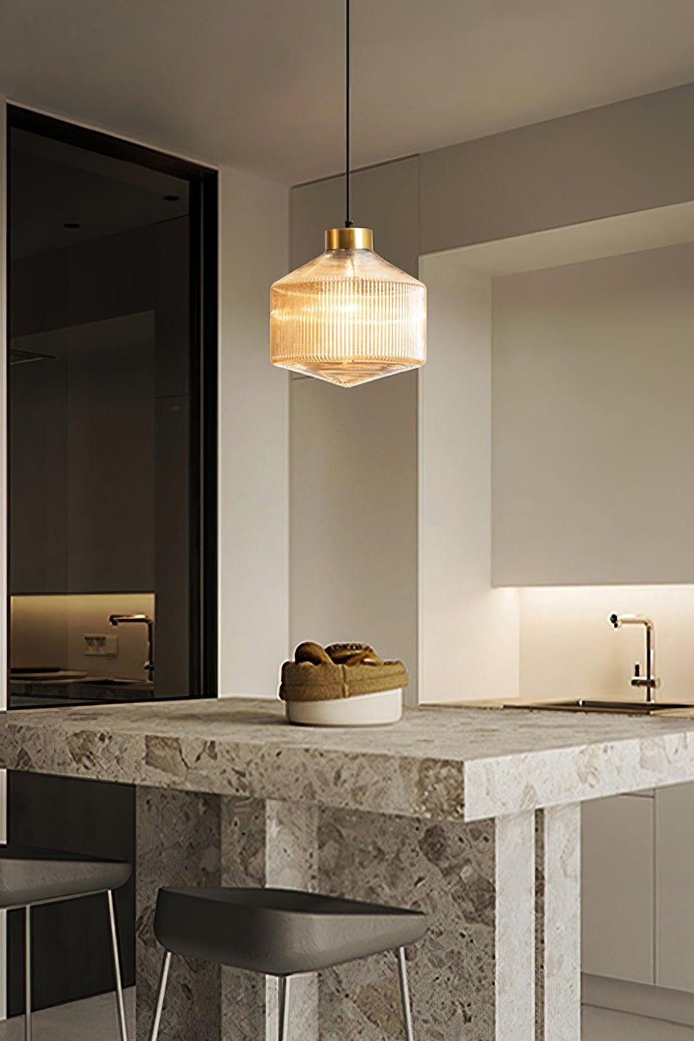 Spiral Faceted Glass Pendant Light - view 3 | everlamps