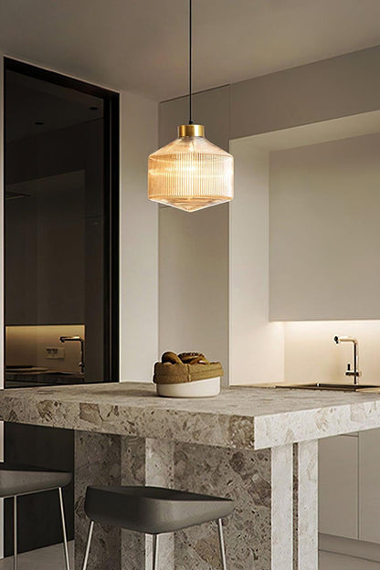 Spiral Faceted Glass Pendant Light - view 3 | everlamps