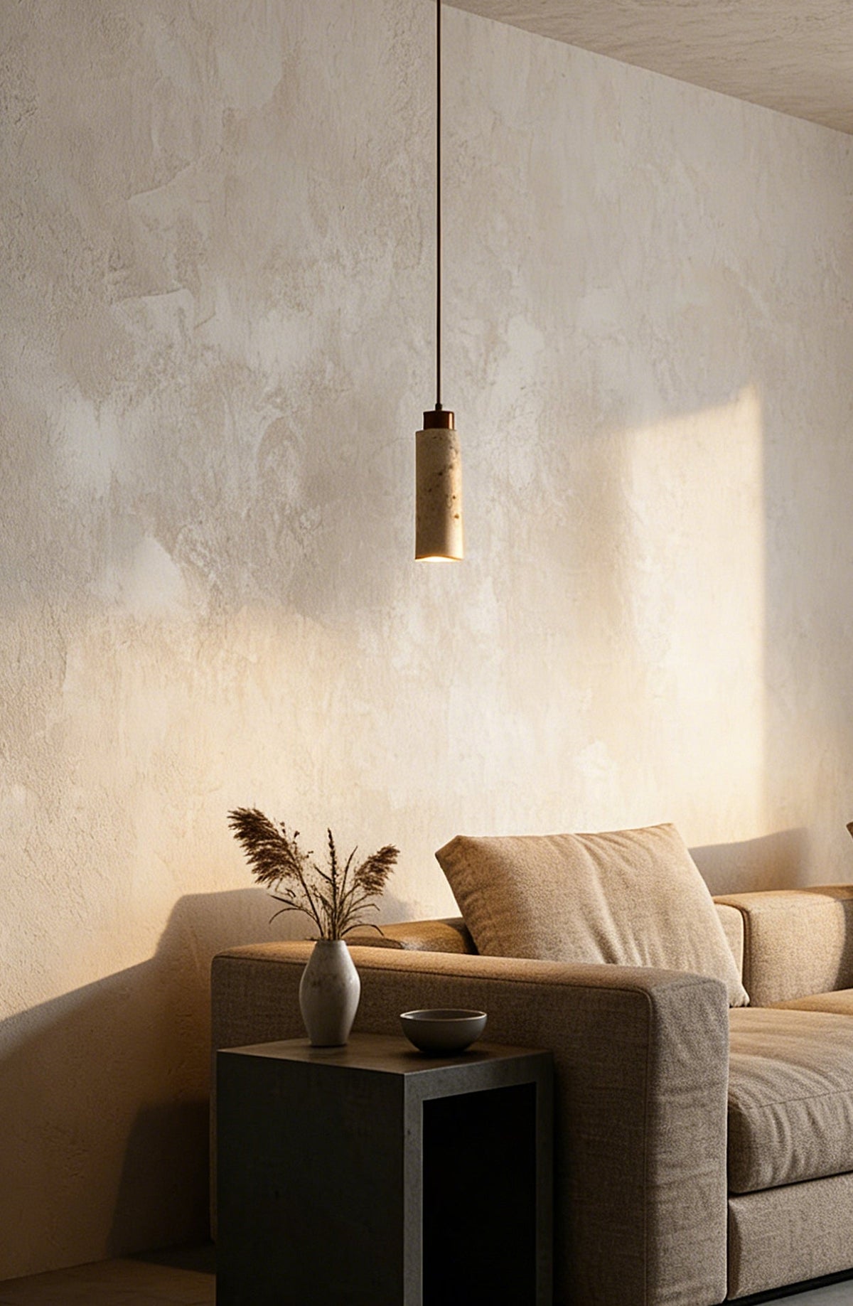 Stone Cylinder Pendant Light - view 3 | everlamps