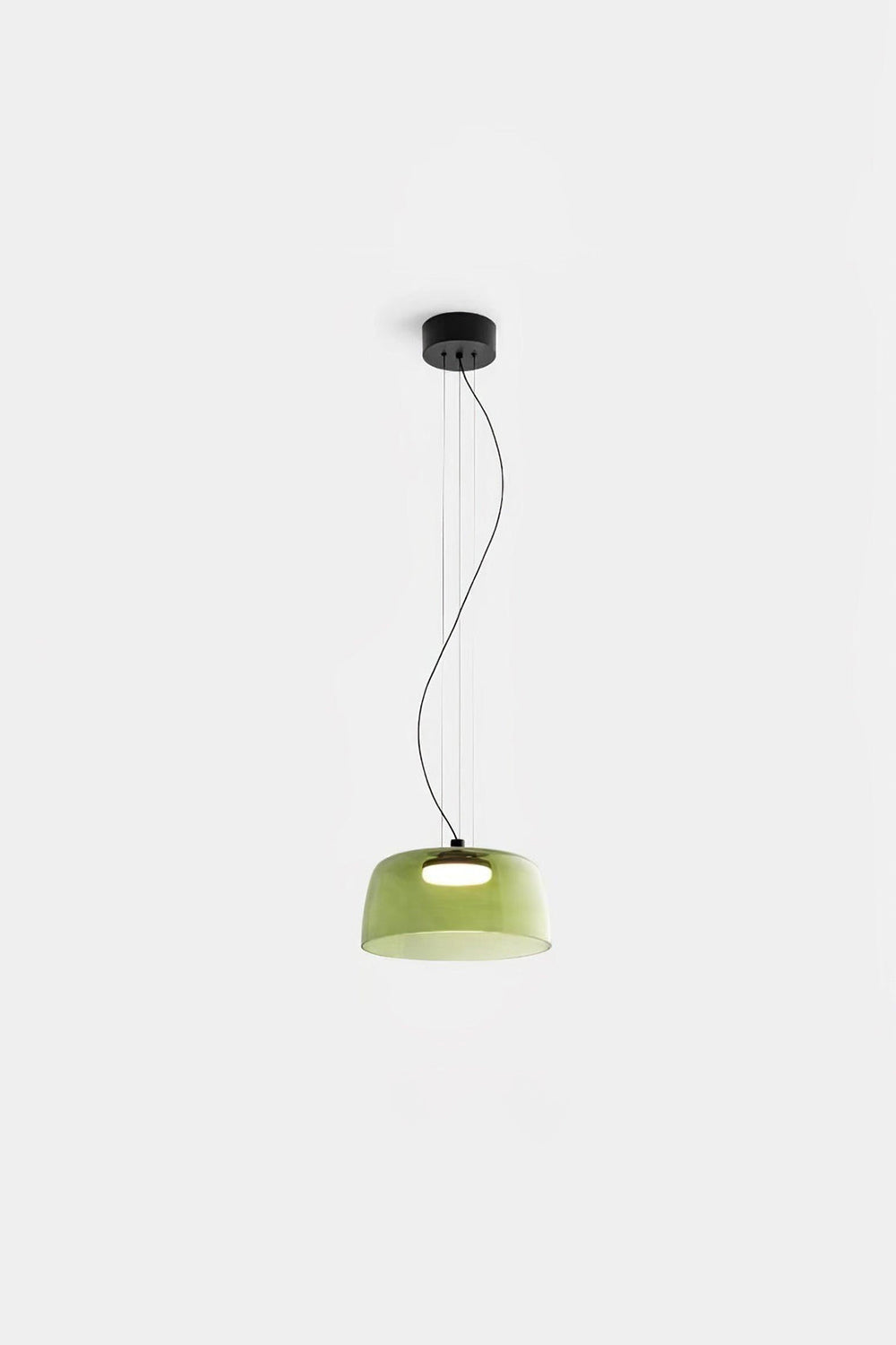 Stratum Layered Glass Pendant Light | Glass, Metal | Full view of the pale green layered glass pendant light with a slim suspension cord | Isolated product shot on white background | vexa lamps