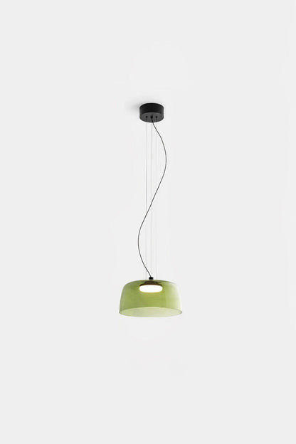 Stratum Layered Glass Pendant Light | Glass, Metal | Full view of the pale green layered glass pendant light with a slim suspension cord | Isolated product shot on white background | vexa lamps