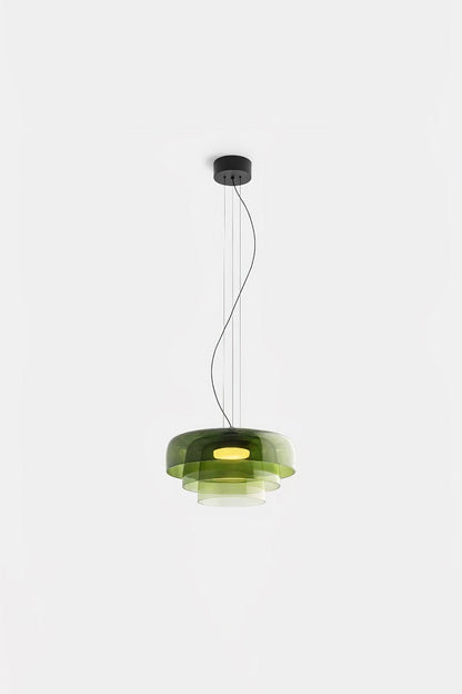 Stratum Layered Glass Pendant Light | Glass, Metal | Full view of the light sage  layered glass pendant variant | Isolated product shot | vexa lamps