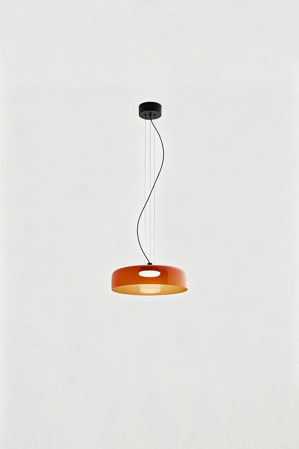 Stratum Layered Glass Pendant Light | Glass, Metal | Full view of the vibrant orange layered glass pendant light with a slim black cord | Isolated product shot | vexa lamps