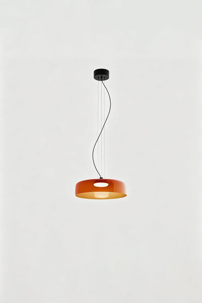 Stratum Layered Glass Pendant Light | Glass, Metal | Full view of the vibrant orange layered glass pendant light with a slim black cord | Isolated product shot | vexa lamps