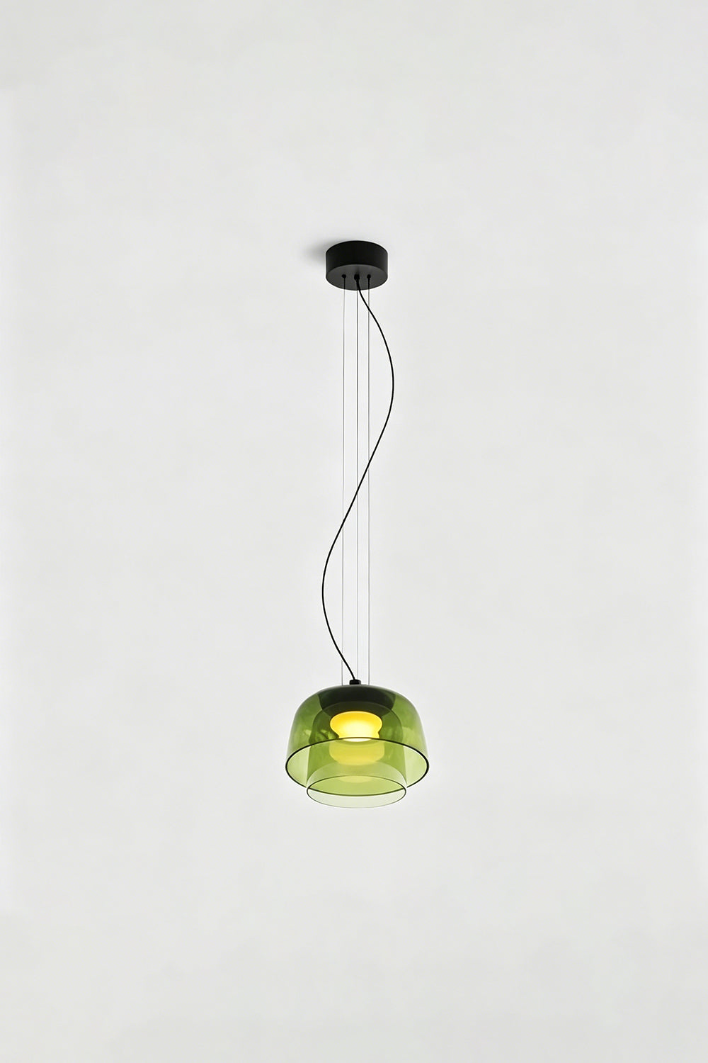 Stratum Layered Glass Pendant Light | Glass, Metal | Full view of the light sage  layered glass pendant variant | Isolated product shot | vexa lamps