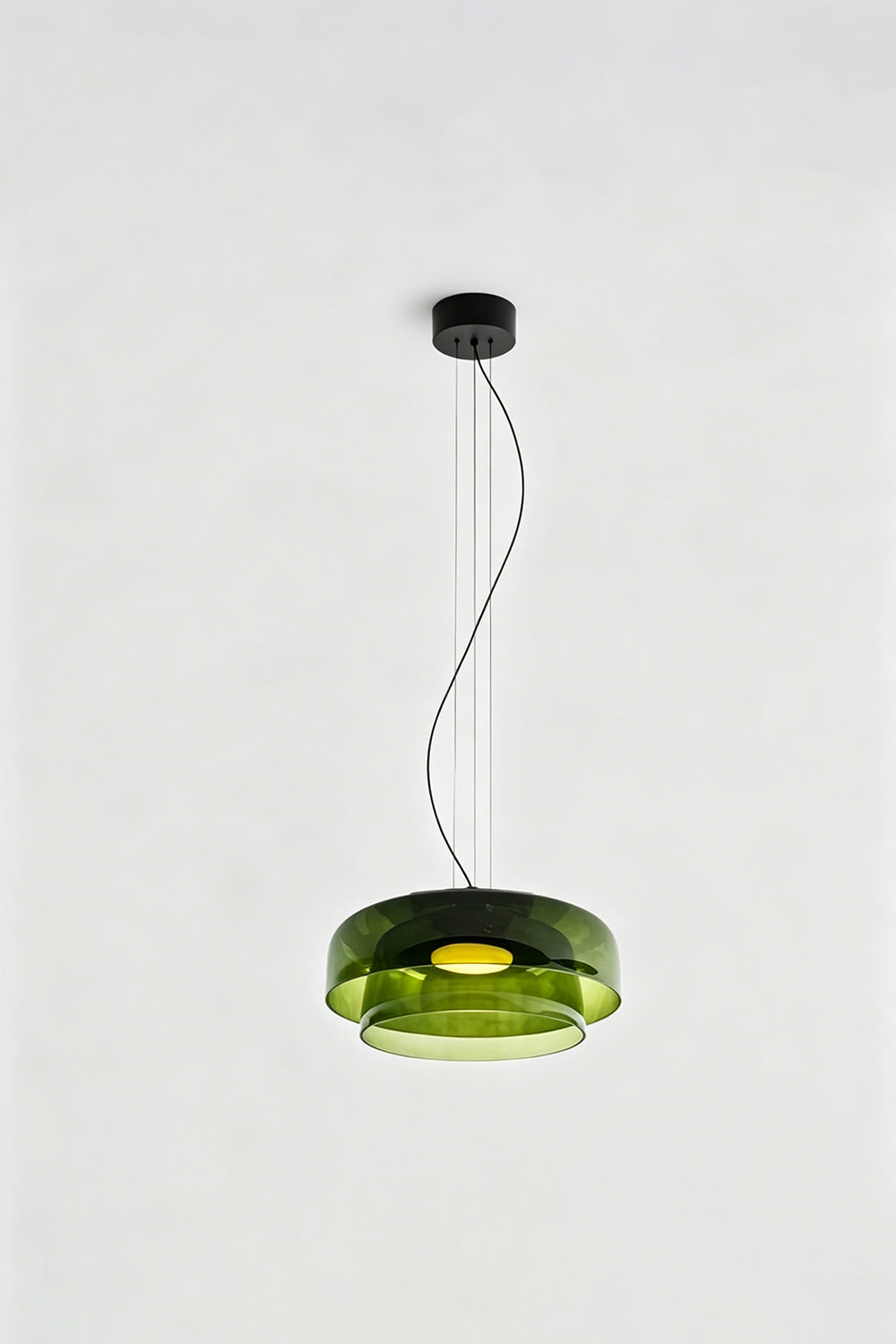 Stratum Layered Glass Pendant Light | Glass, Metal | Full view of the light sage  layered glass pendant variant | Isolated product shot | vexa lamps