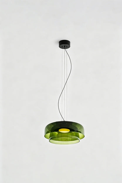 Stratum Layered Glass Pendant Light | Glass, Metal | Full view of the light sage  layered glass pendant variant | Isolated product shot | vexa lamps