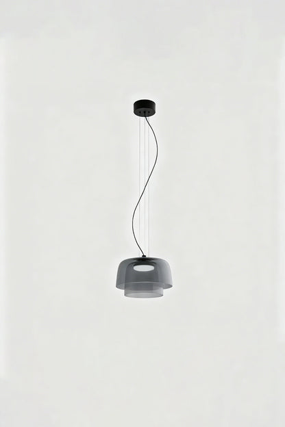 Stratum Layered Glass Pendant Light | Glass, Metal | Full view of the light sage  layered glass pendant variant | Isolated product shot | vexa lamps