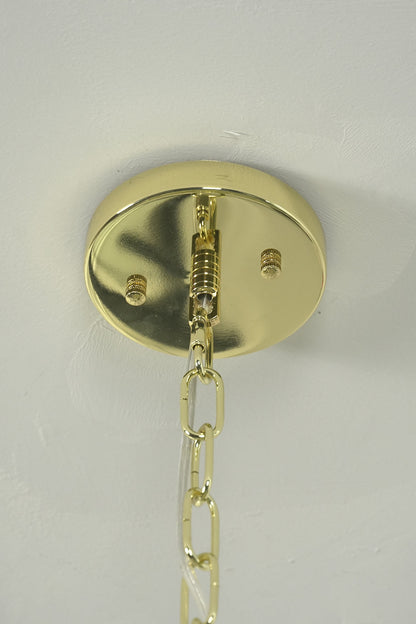 Brass ceiling canopy and chain detail | Metal | Showing functional connection and screws | everlamps