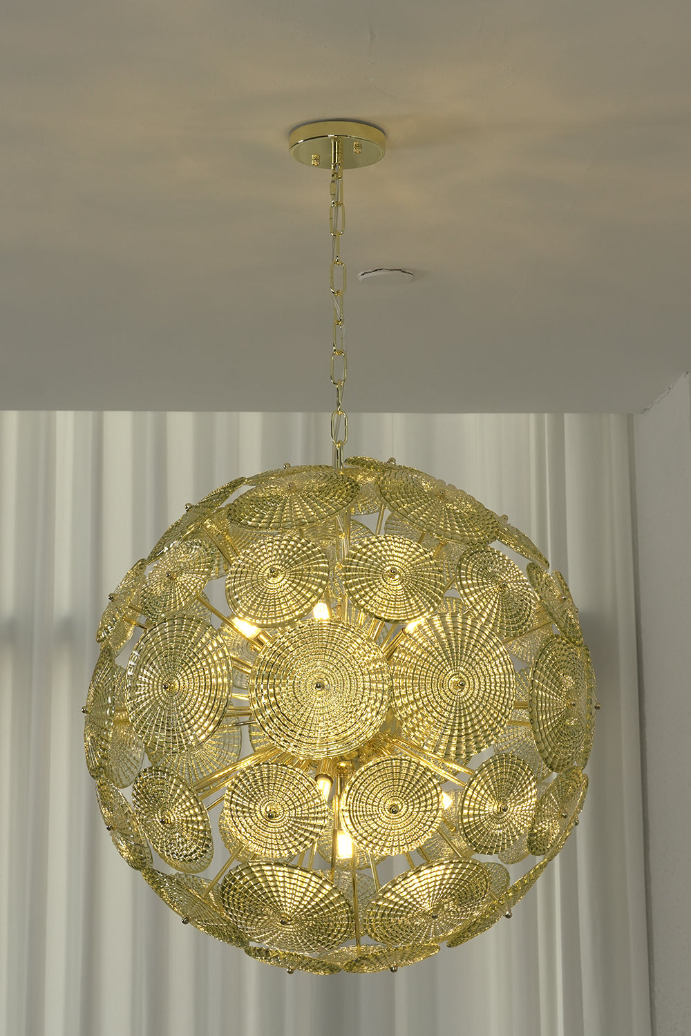 Lit modern classic spheres glass lamp | Metal, Glass | Full lit front product shot | everlamps