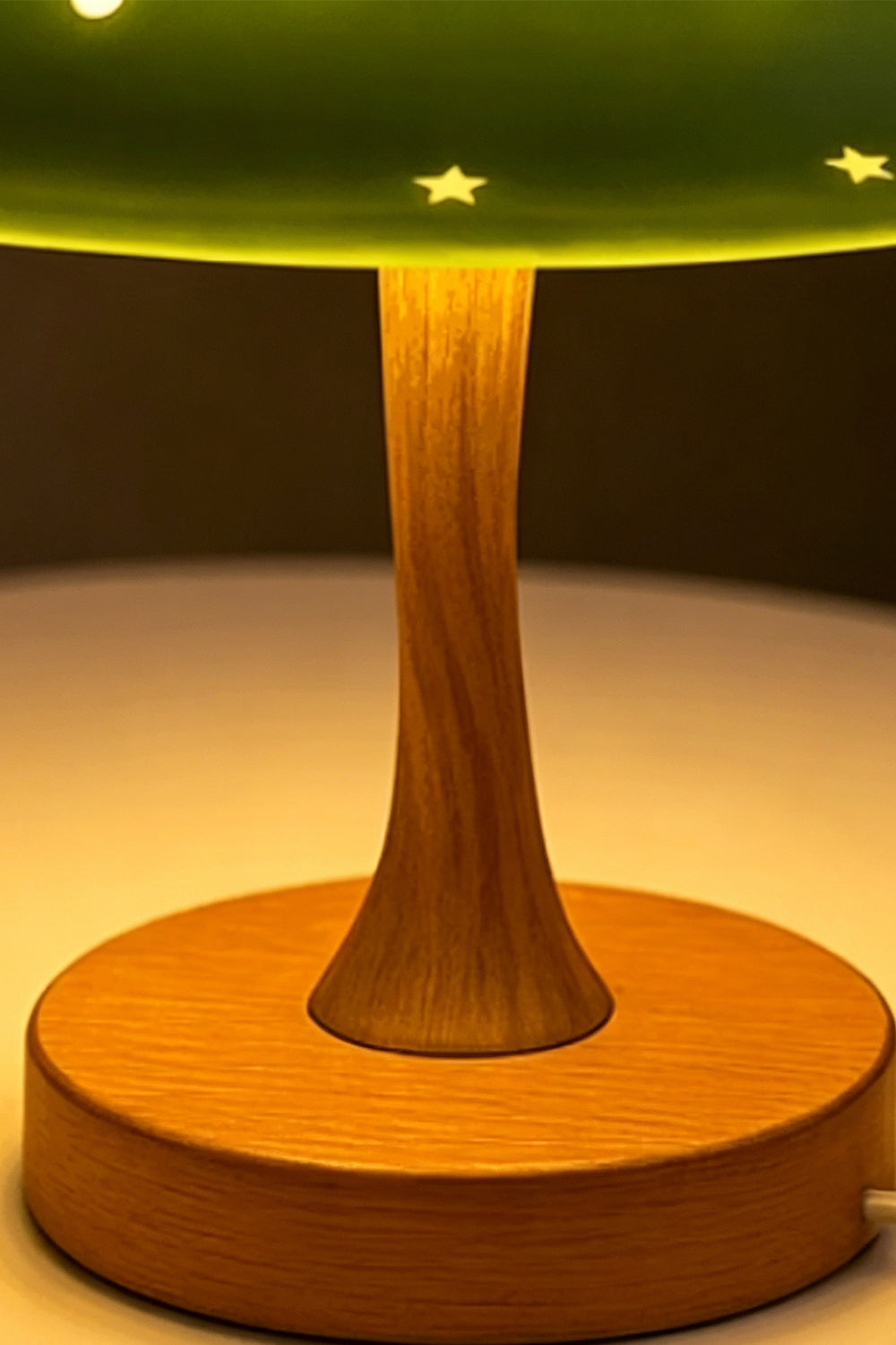 Sylvan Astral Resin Table Lamp | Blue star pattern shade | Unlit product shot | Dark blue finish | Wood-look base | Isolated white background | vexa lamps