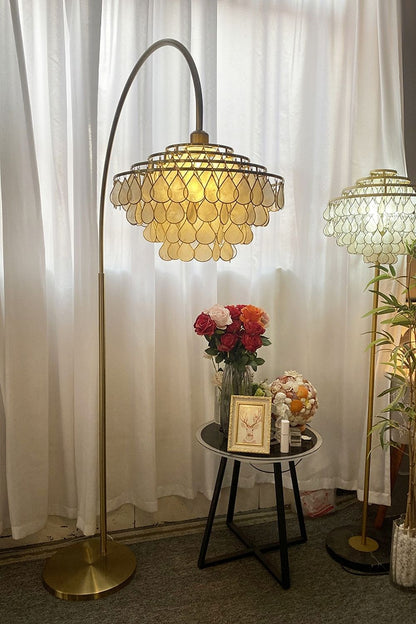 Teardrops Capiz Arc Floor Lamp - view 10 | everlamps
