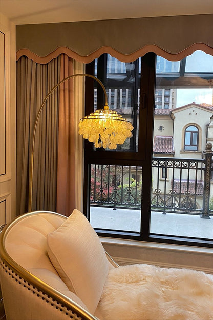 Teardrops Capiz Arc Floor Lamp - view 11 | everlamps