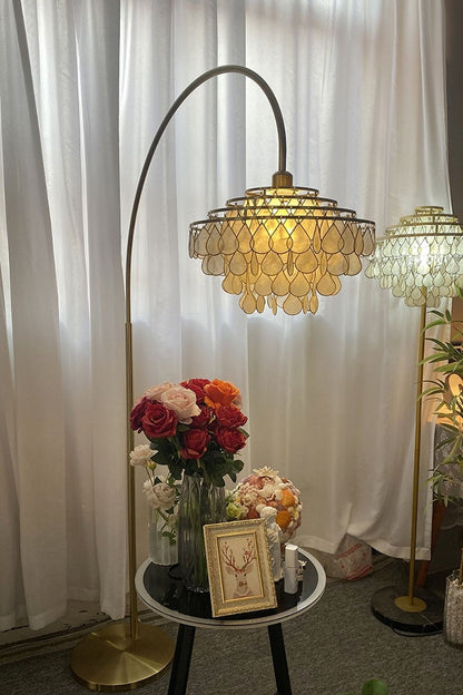 Teardrops Capiz Arc Floor Lamp - view 12 | everlamps