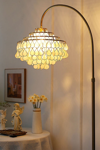 Teardrops Capiz Arc Floor Lamp - view 3 | everlamps