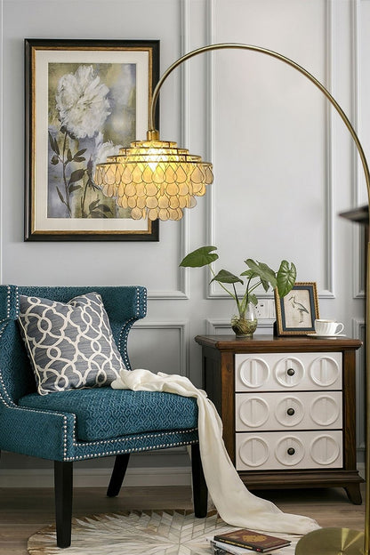 Teardrops Capiz Arc Floor Lamp - view 13 | everlamps