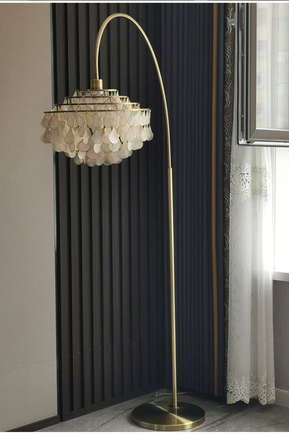 Teardrops Capiz Arc Floor Lamp - view 15 | everlamps