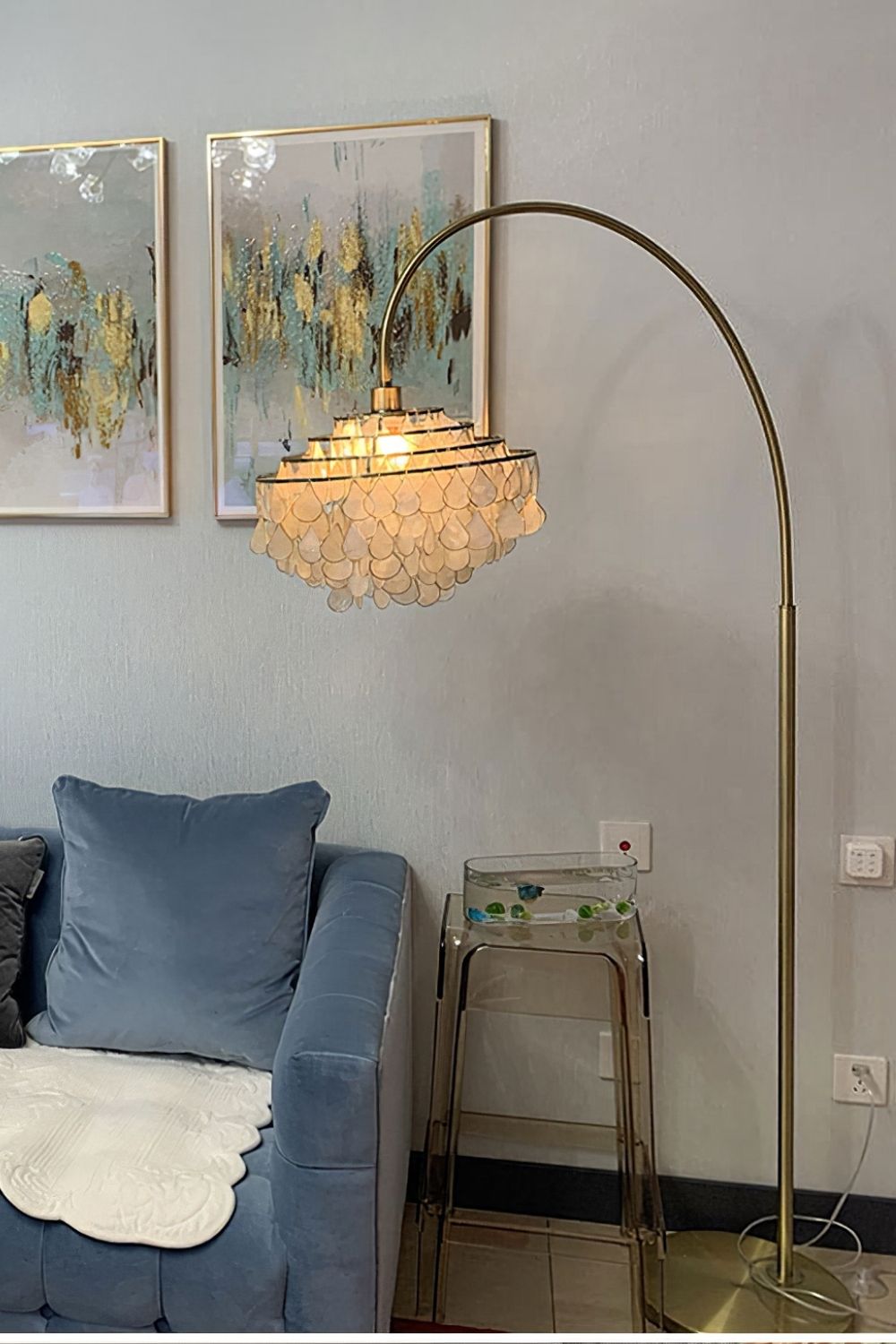 Teardrops Capiz Arc Floor Lamp - view 17 | everlamps