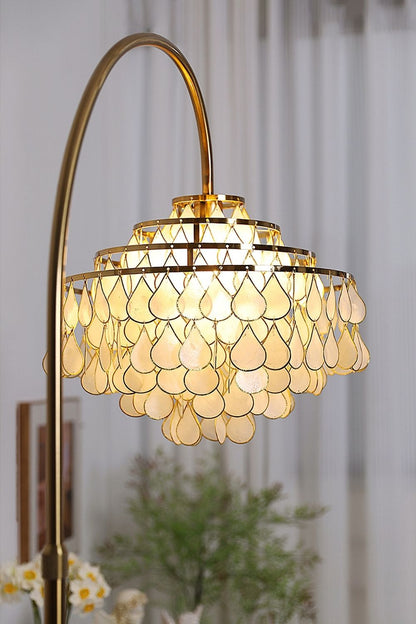 Teardrops Capiz Arc Floor Lamp - view 7 | everlamps