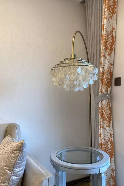 Teardrops Capiz Arc Floor Lamp - view 24 | everlamps