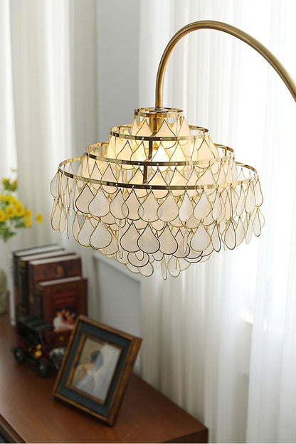 Teardrops Capiz Arc Floor Lamp - view 26 | everlamps