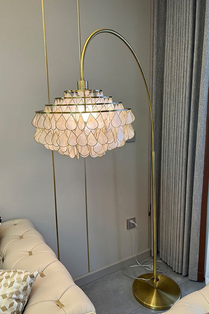Teardrops Capiz Arc Floor Lamp - view 19 | everlamps