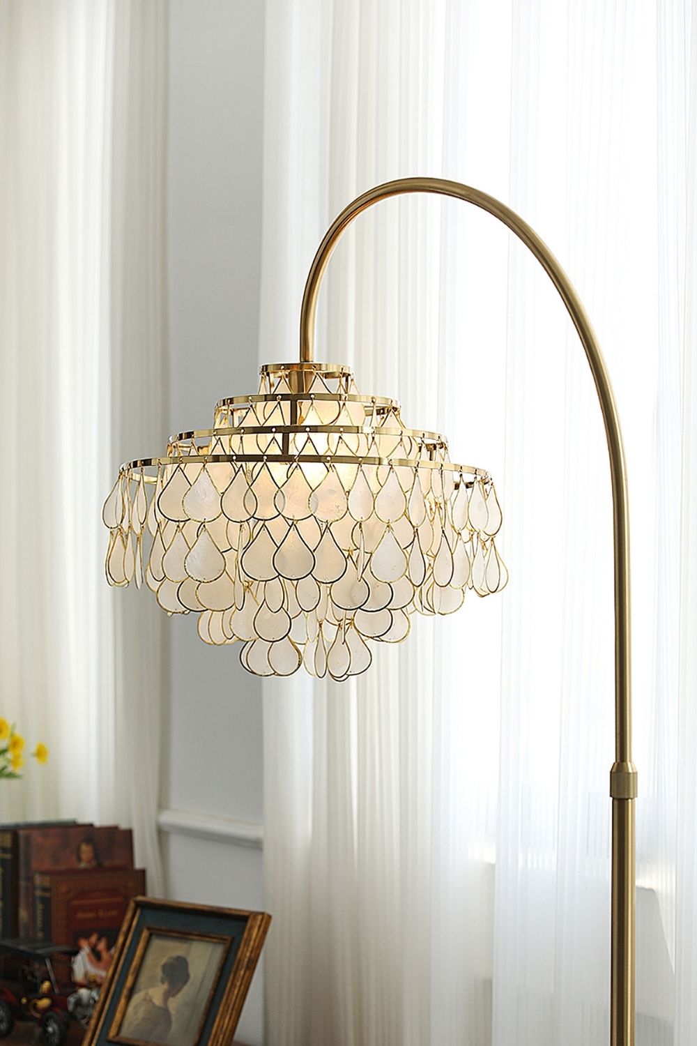 Teardrops Capiz Arc Floor Lamp - view 27 | everlamps