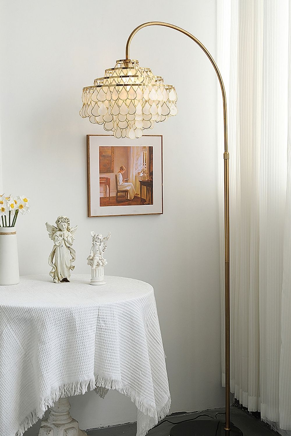 Teardrops Capiz Arc Floor Lamp - view 18 | everlamps