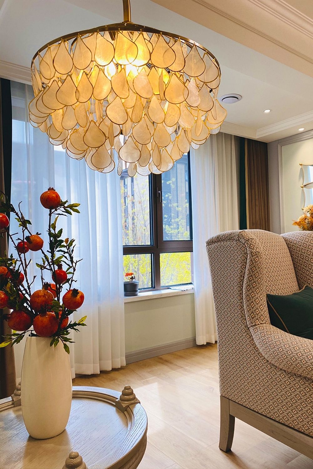 Teardrops Capiz Arc Floor Lamp - view 30 | everlamps