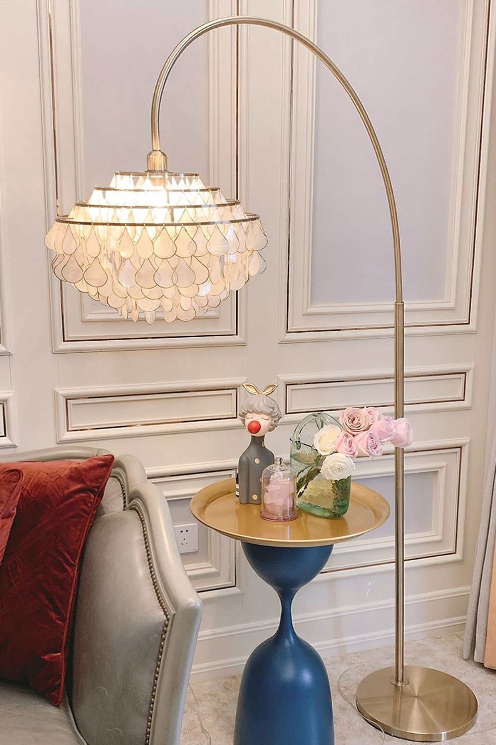 Teardrops Capiz Arc Floor Lamp - view 31 | everlamps