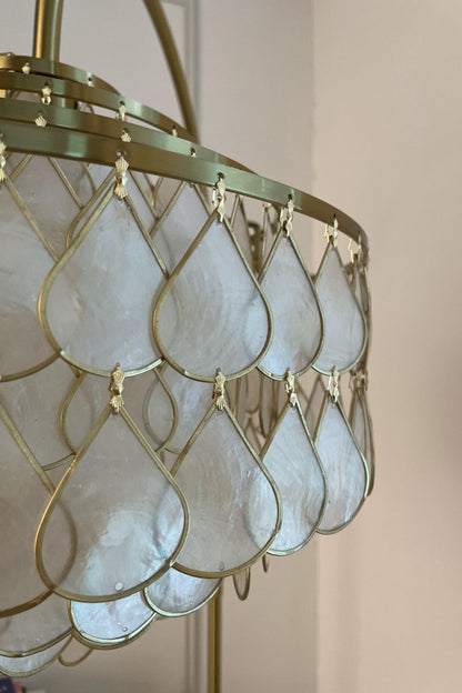 Teardrops Capiz Arc Floor Lamp