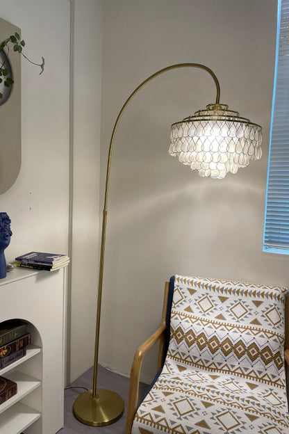 Teardrops Capiz Arc Floor Lamp - view 33 | everlamps